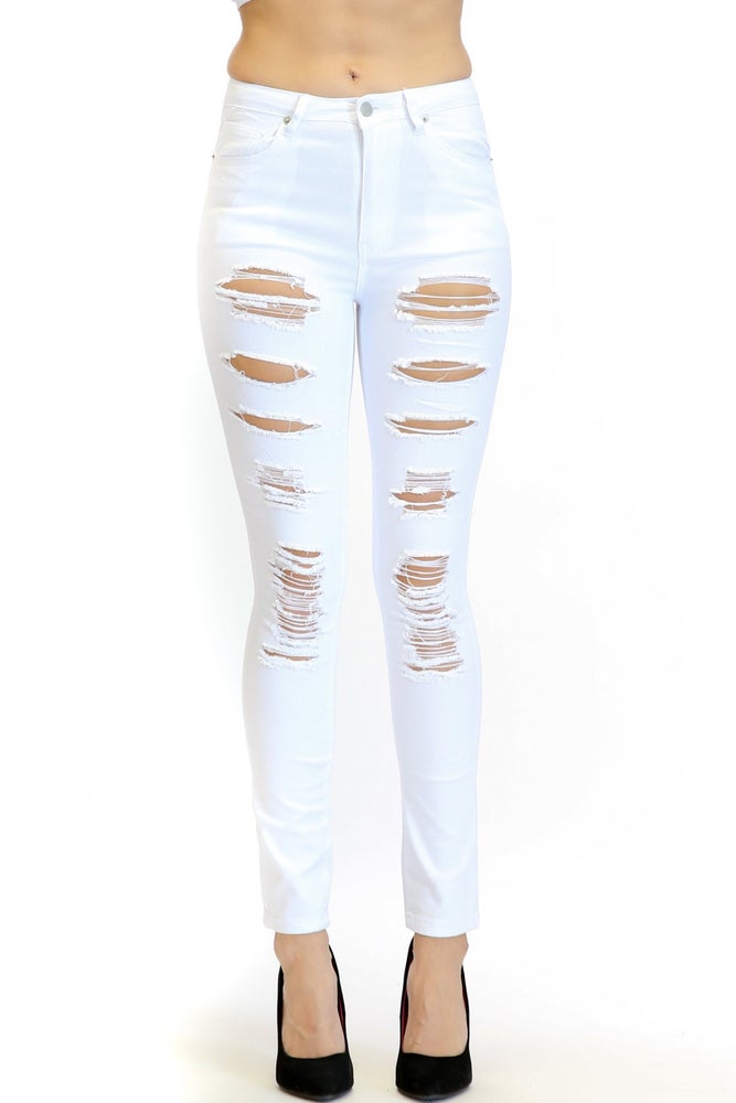 WHITE DISTRESSED JEANS
