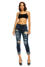Load image into Gallery viewer, DARK BLUE DISTRESSED JEANS
